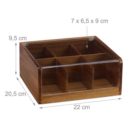 Teebox aus Holz mit 6 Fächern