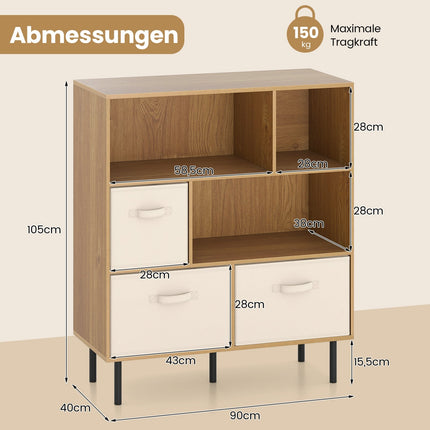 6-Würfel-Bücherregal mit 3 herausnehmbaren Stoffschubladen