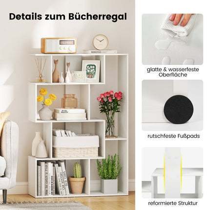 6-Cube White Bookshelf with Anti-Tip Safety Features