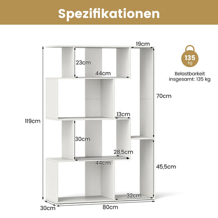 6-Cube White Bookshelf with Anti-Tip Safety Features