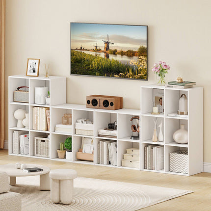 6-Cube White Wooden Bookcase with Anti-Tipping Kit