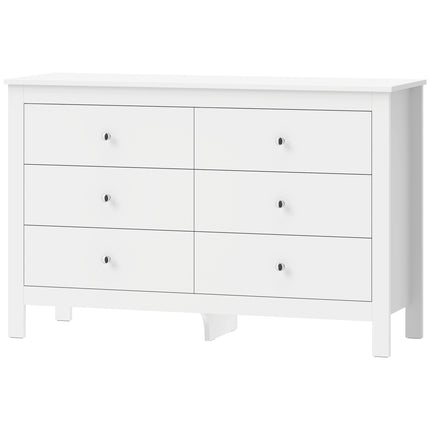 6-Drawer Chest of Drawers 118 x 39.5 x 75.5 cm, Smooth Runners, White