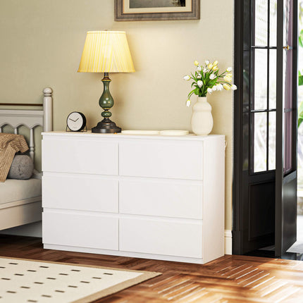 6-Schubladen-Kommode, weiße Kommode 112 x 34 x 75 cm