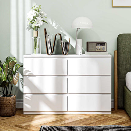 6-Schubladen-Kommode, weiße Kommode 112 x 34 x 75 cm