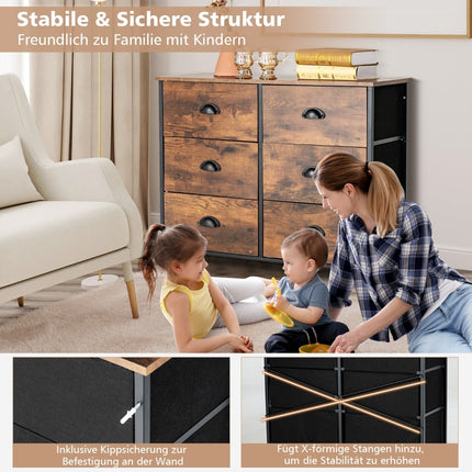 6-Drawer Dresser with Fabric Drawers & Steel Frame