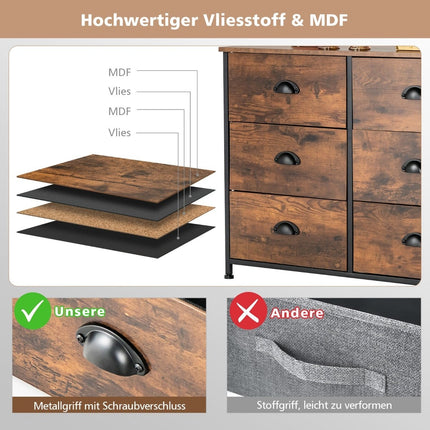 6-Drawer Dresser with Fabric Drawers & Steel Frame