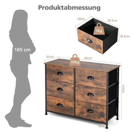 6-Drawer Dresser with Fabric Drawers & Steel Frame