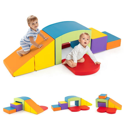6 tlg. Schaumstoffbausteine Weichbausteine mit Tunnel Treppe &amp; Rampe bunt