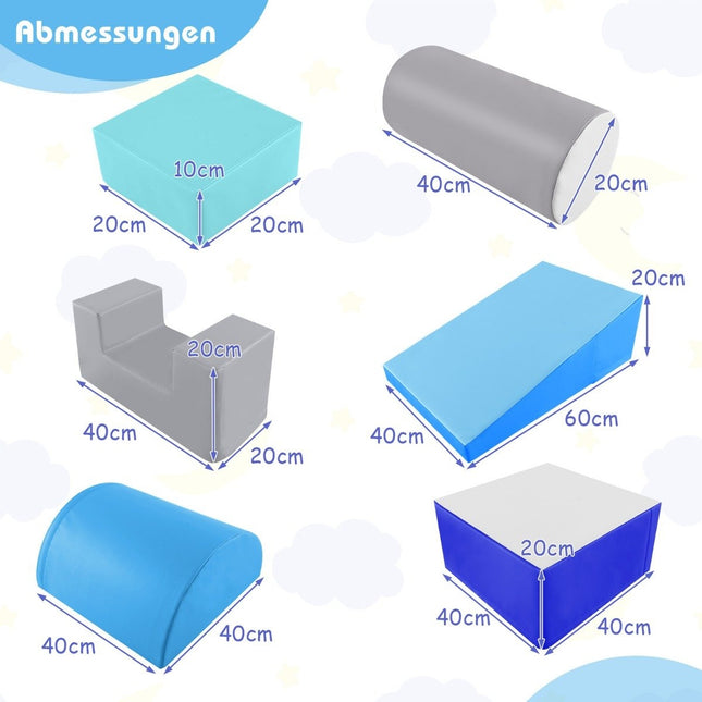 6 tlg. Schaumstoffbausteine, Riesenbausteine zum Toben und Klettern, blau