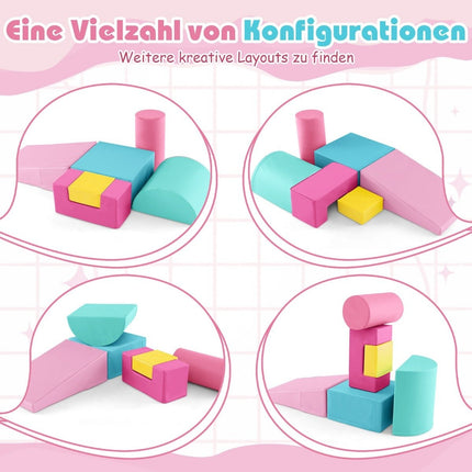 6 Stk. Schaumstoffbausteine, Riesenbausteine zum Toben und Klettern, dunkelpink