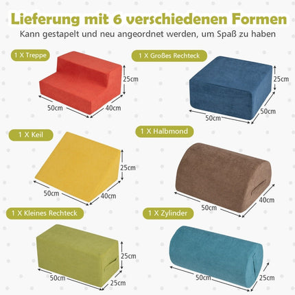 6 Stk. Weichbausteine zum Klettern und Krabbeln Schaumstoffbausteine Riesenbausteine Bunt