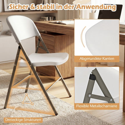 6er-Pack Klappstühle, Metall & Kunststoff, 150 kg Tragkraft, Weiß
