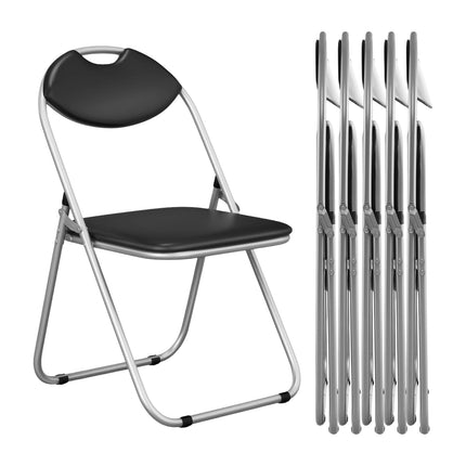 6-Pack Folding Chairs with Metal Frame & Cushioned Seats