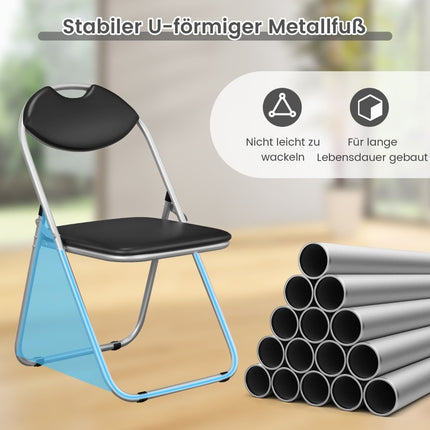 6-Pack Folding Chairs with Metal Frame & Cushioned Seats