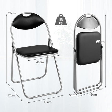6-Pack Folding Chairs with Metal Frame & Cushioned Seats