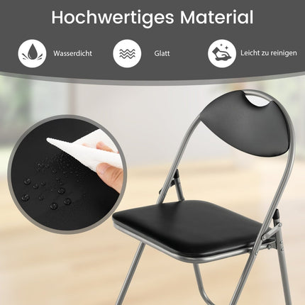 6-Pack Folding Chairs with Metal Frame & Cushioned Seats