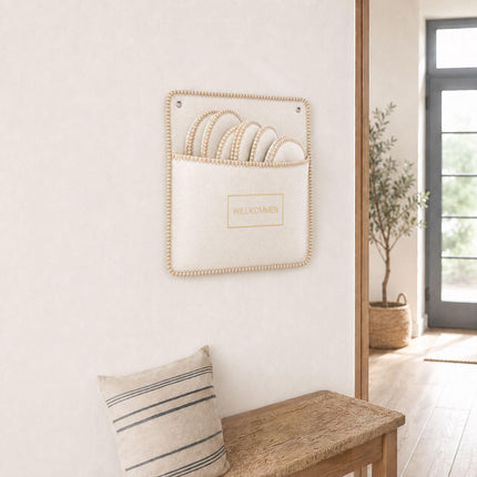 6 Pairs Beige Felt Guest Slippers with Storage Bag