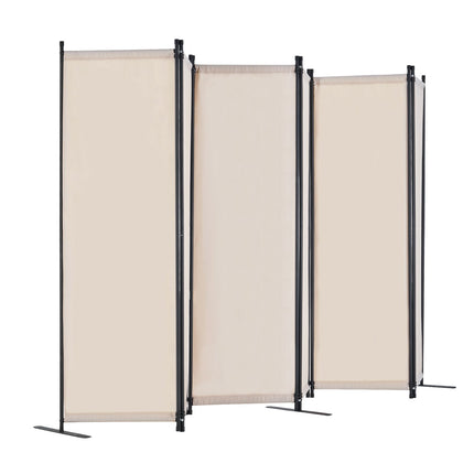 6-Panel Folding Room Divider, Beige Oxford Privacy Screen