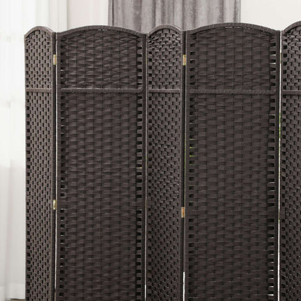 6-Panel Folding Room Divider, Brown, Polypropylene