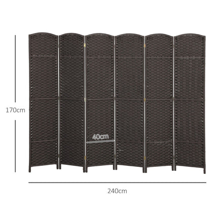 6-Panel Folding Room Divider, Brown, Polypropylene