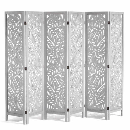 6-Panel Wood Room Divider, 66.9 in Folding Privacy Screen
