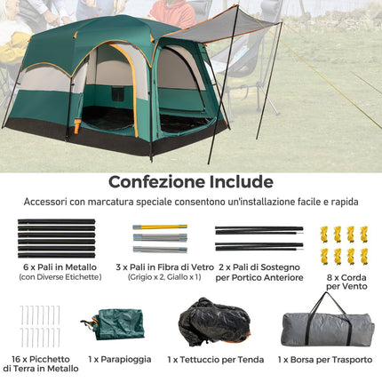 6-Person Camping Tent with Divider, Rainfly and Carry Bag