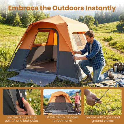 6-Person Instant Cabin Tent with Rainfly and Carry Bag