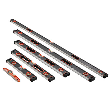 6-Piece Aluminum Box Level Set, 10–78 Inch, Magnetic