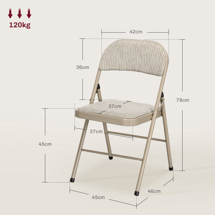 6-teiliges Klappstuhl-Set, Stahlrahmen, Leinen-Optik, Beige