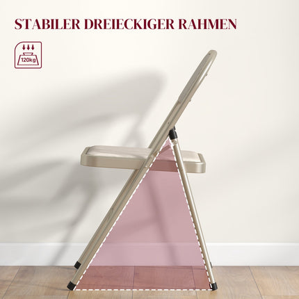 6-teiliges Klappstuhl-Set, Stahlrahmen, Leinen-Optik, Beige