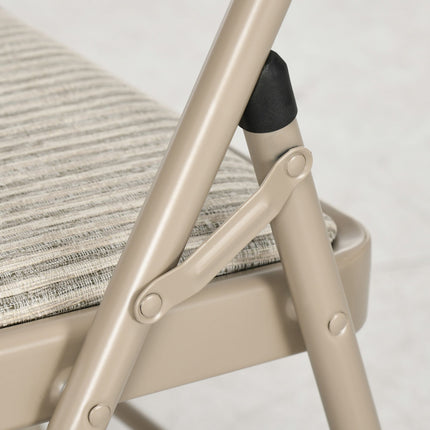 6-teiliges Klappstuhl-Set, Stahlrahmen, Leinen-Optik, Beige
