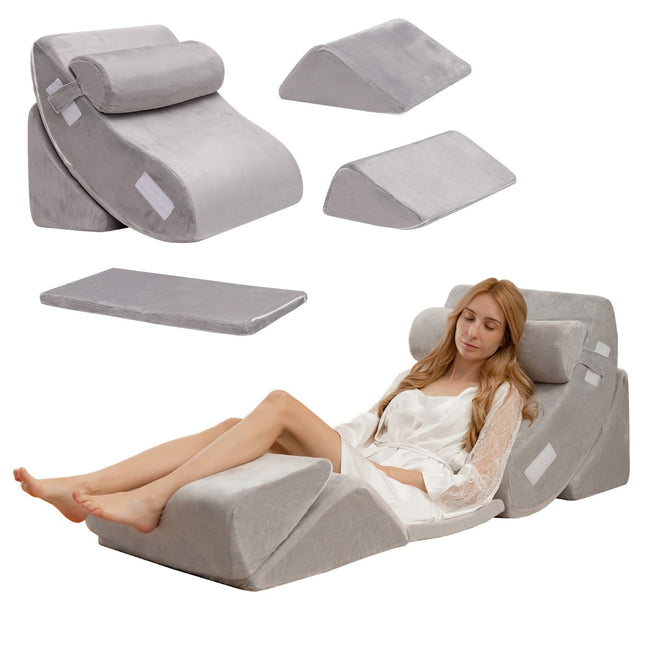 6-Piece Memory Foam Wedge Pillow Set for Pain Relief