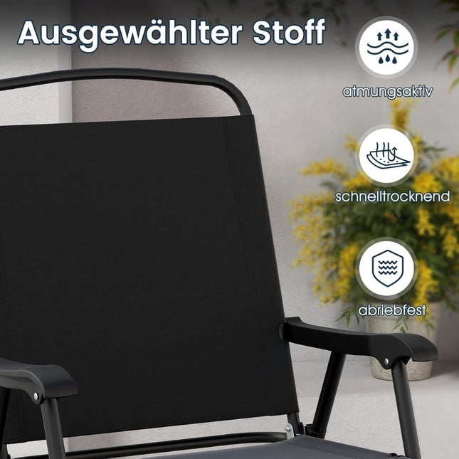 6-teiliges Essgruppe für draußen mit Schirm und Klappstühlen