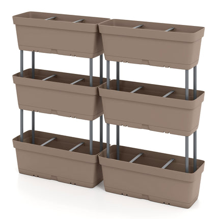 6 Stapelbare Pflanzgefäße mit Entwässerung, 49 cm, Grau