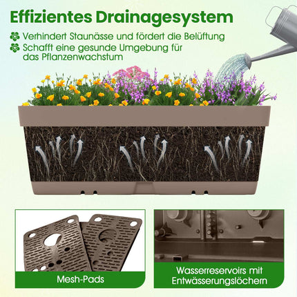 6 Stapelbare Pflanzgefäße mit Entwässerung, 49 cm, Grau