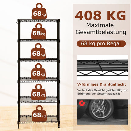Verstellbares 6-stöckiges Metallregal – Schwerlast