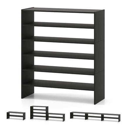 6-Tier Black Shoe Rack with Anti-Tipping Device