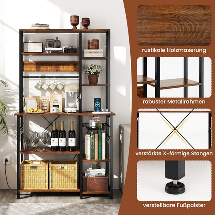 6-Tier Kitchen Rack with Outlet & Wire Basket