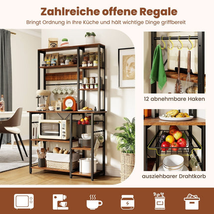 6-Tier Kitchen Rack with Outlet & Wire Basket