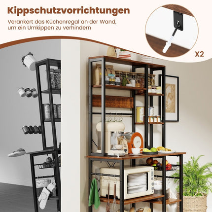 6-Tier Kitchen Rack with Outlet & Wire Basket