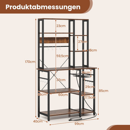 6-Tier Kitchen Rack with Outlet & Wire Basket