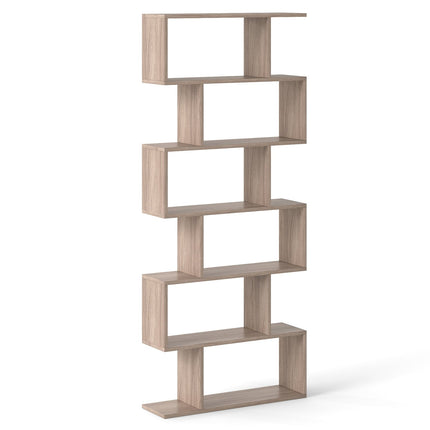 6-stöckiges S-förmiges Bücherregal, Grau, 80x23x191 cm