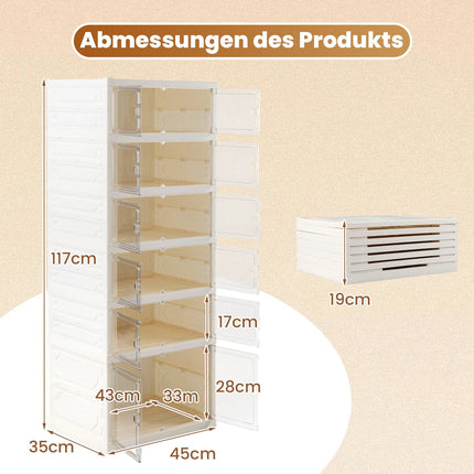 Schuhschrank mit 6 Etagen für 12 Paar mit Magnettüren
