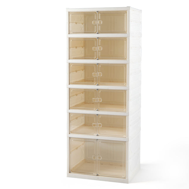 6-Tier Shoe Cabinet for 12 Pairs with Magnetic Doors