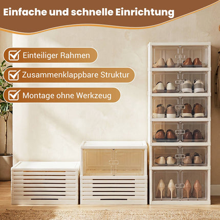 Schuhschrank mit 6 Etagen für 12 Paar mit Magnettüren