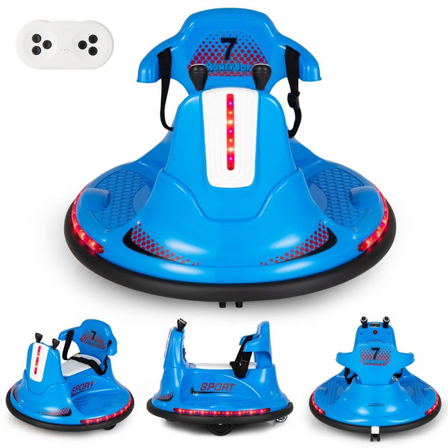 6V Kinder Autoscooter 360 Grad Drehung mit Musik &amp; bunten LED-Lichtern Blau