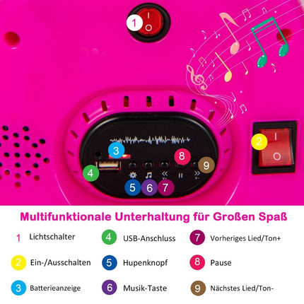 6V Kinder Autoscooter 360 Grad Drehung mit Musik &amp; bunten LED-Lichtern Rosa