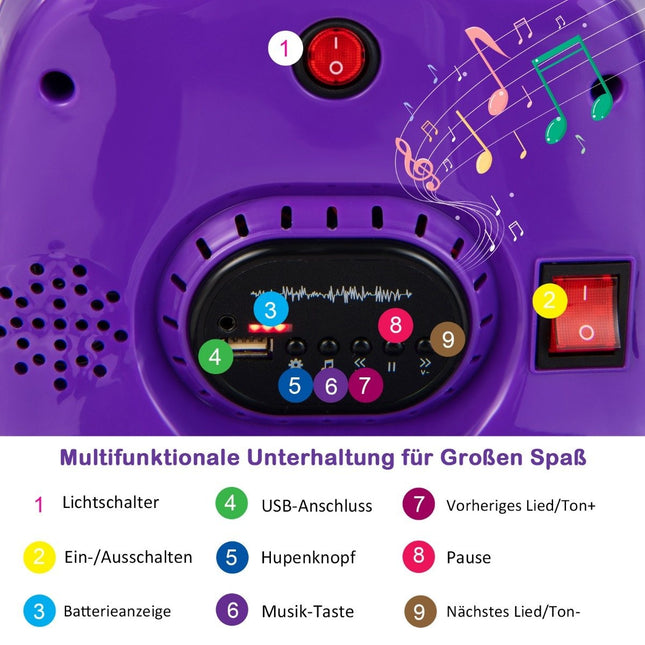6V Kinder Autoscooter 360 Grad Drehung mit Musik &amp; bunten LED-Lichtern Lila