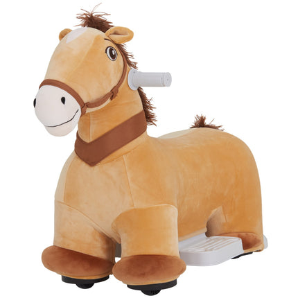 Voiture électrique pour enfants 6 V en forme de cheval, véhicule musical à 2 km/h, jouet à enfourcher avec pédale, cheval électrique pour enfants de 1,5 à 3 ans, marron