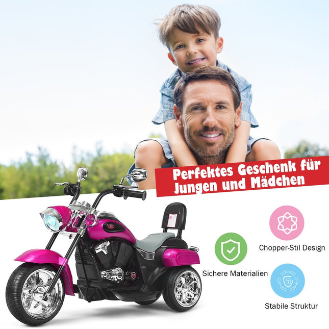 6V Elektromotorrad Batteriebetriebenes Motorrad mit Musik 91x48x64cm Rosa Rot